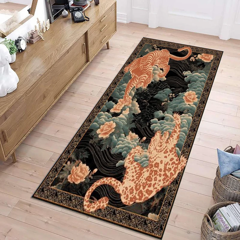 Japanese Style Tiger Battle Long Carpet Bathroom Game Guest Living Area Carpet Anti Slip Carpet Fashionable Floor Mat  Area Rug