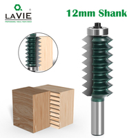 LAVIE 1pc 12mm Shank Finger Joint Glue Milling Cutter Raised Panel V joint Router Bits For Wood Tenon Woodwork Cone Tenoning Bit