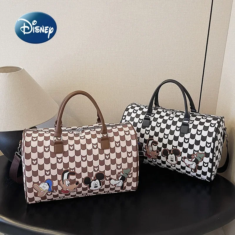 Nuevo bolso de viaje portátil de Mickey de Disney, bolso de viaje de marca de lujo para mujer, bolsa de almacenamiento de equipaje multifuncional de