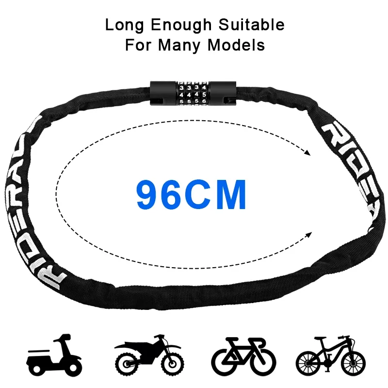 Lucchetto per catena per bicicletta Antifurto Lucchetto per bici rinforzato ad alta sicurezza per scooter elettrico E-Bike Accessori per ciclismo moto