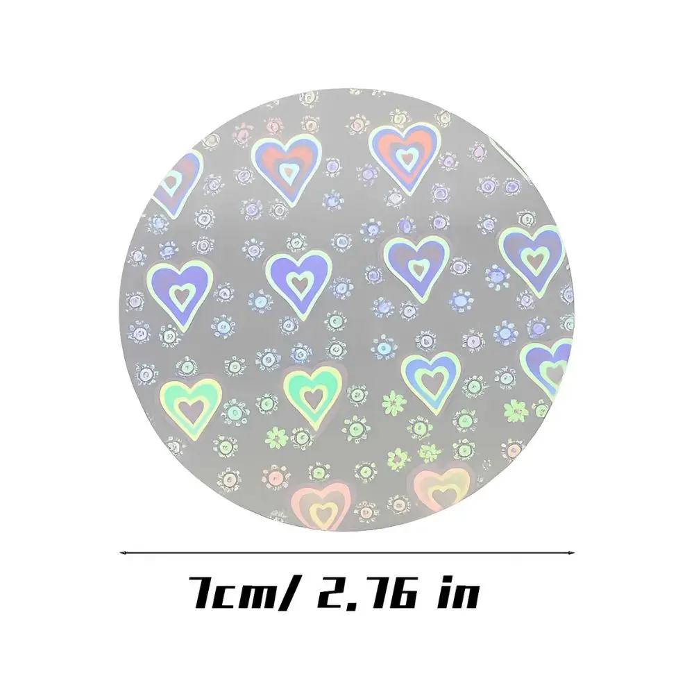 100pcs Round Holographic Heart Badge Protective Film, Transparent Laser Sheet, DIY Making Accessories for Pin Buttons YMY