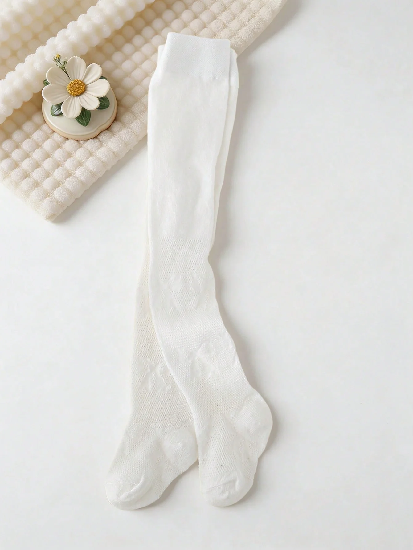 3/1 Pcs Girls White Bow Print Tights Cotton Mesh Breathable Summer Sheer Pantyhose Princess Leggings Kids Toddler Soft Stockings view 3
