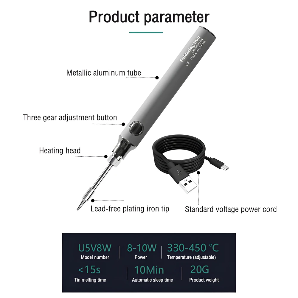 USB Soldering Iron Wireless Charging Electric Solder Iron 5V 8W Fast Charging Lithium Rechargeable Portable Repair Welding Tools