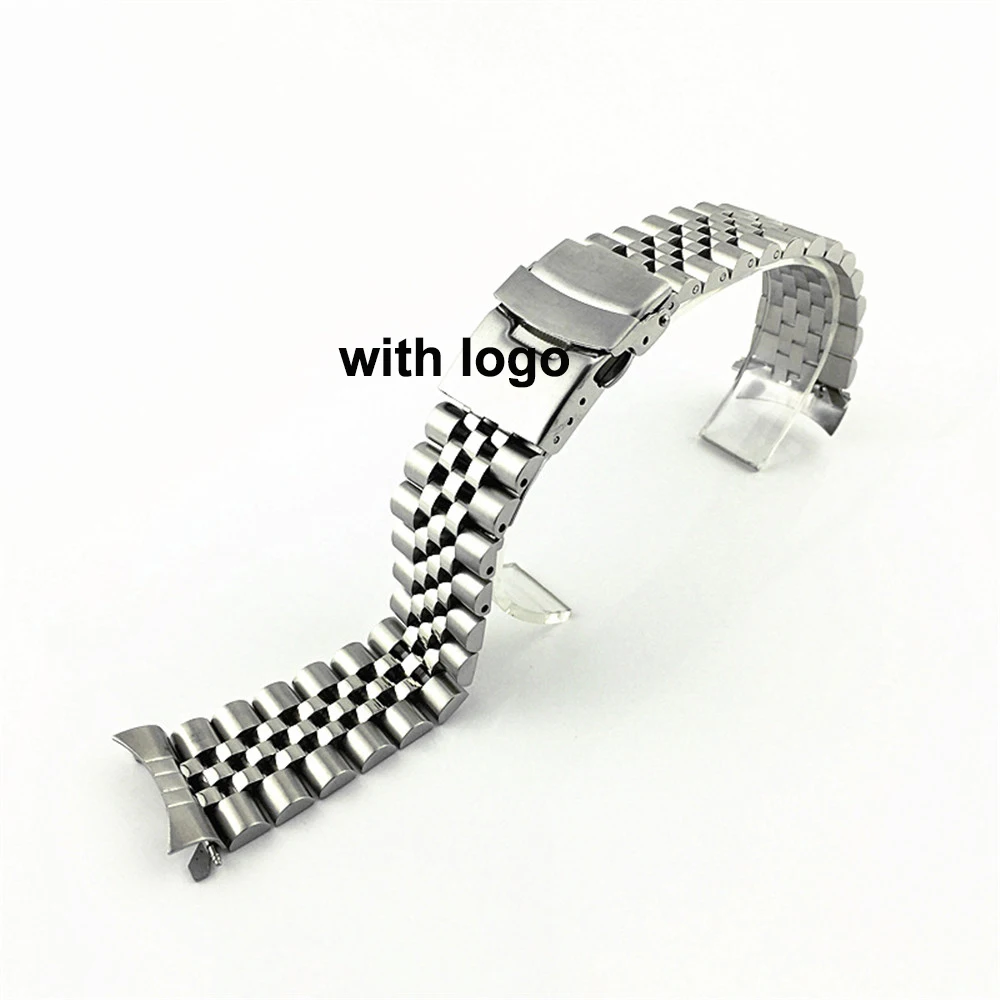 20mm 22mm Roestvrij Stalen Horlogeband Mannen Vrouwen Solid Gebogen Einde Metalen Pols Band Accessoires voor Seiko Horlogeband logo