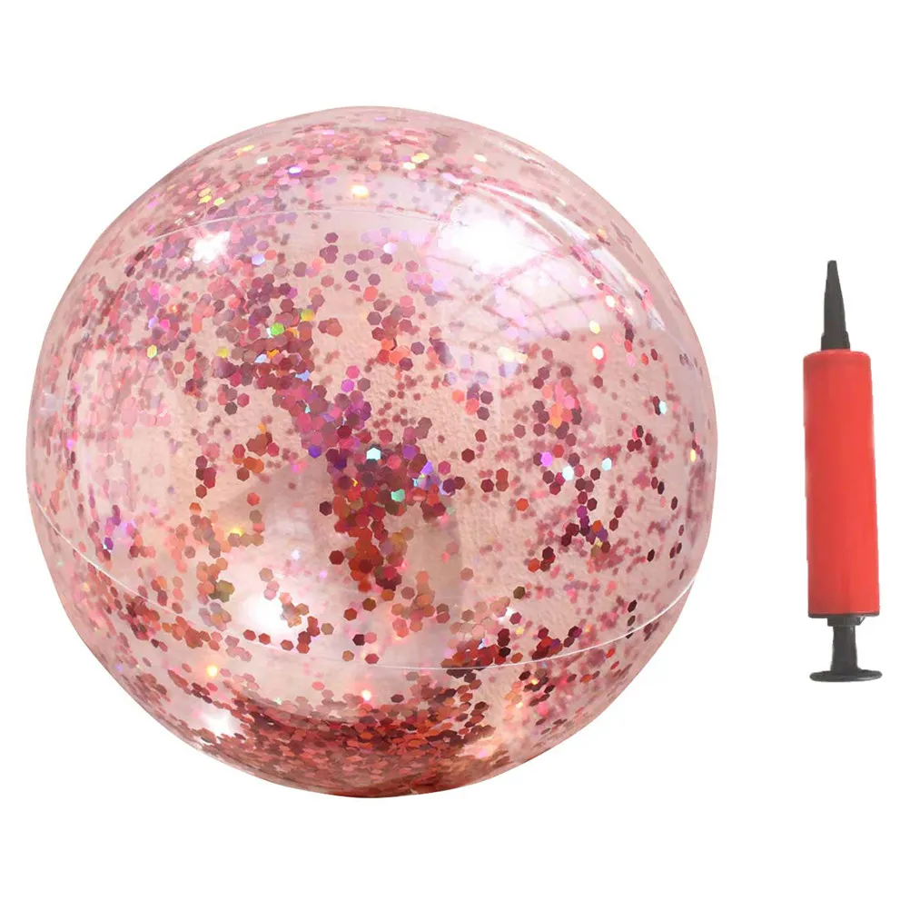 Rose Gold Glitter Beach Ball – Round Transparent Sequin Ball for Indoor & Outdoor Play, Kids Confidence Building