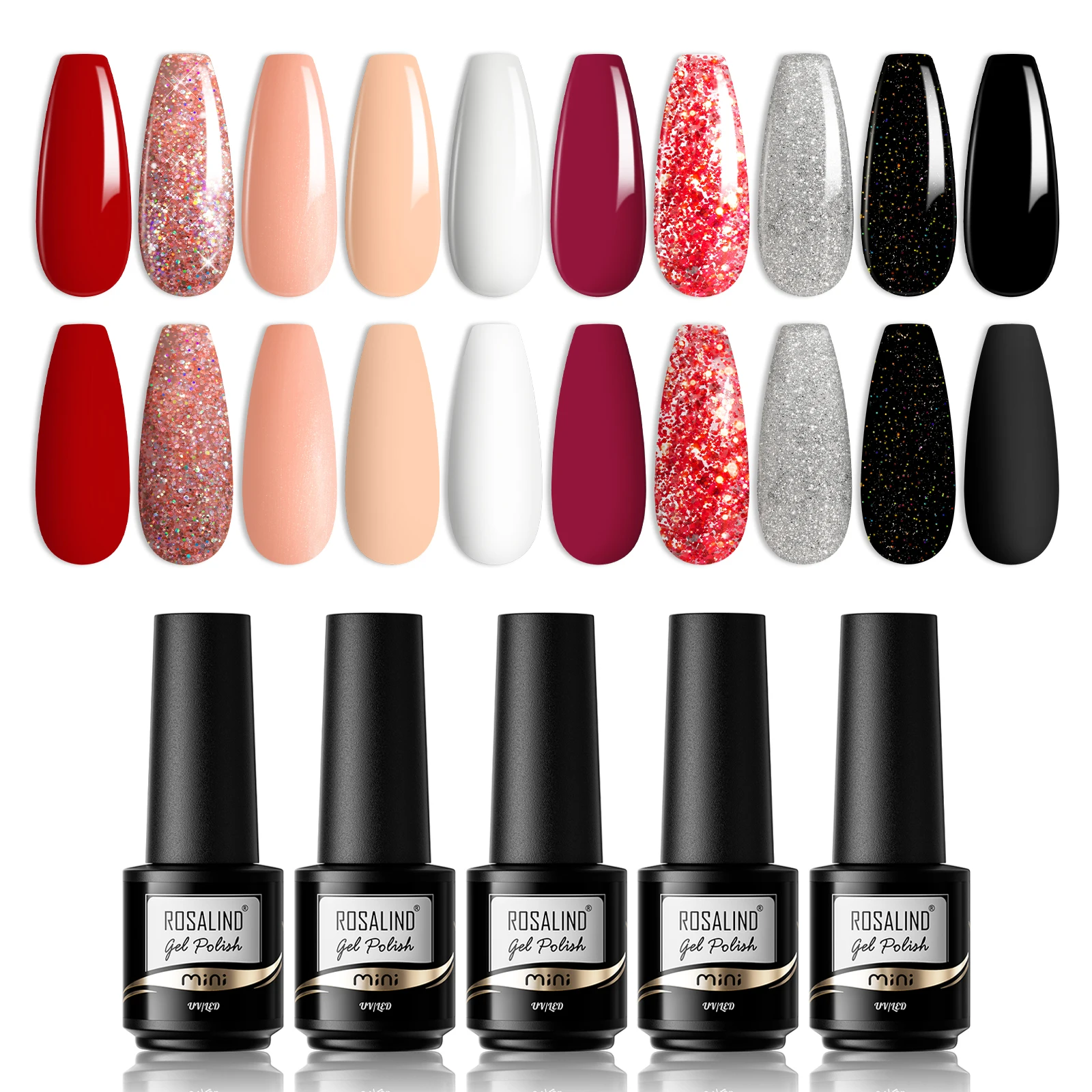 Rosalind-Ensemble de vernis à ongles en gel, vernis à ongles gel, colle solide brillante, revêtement de gel, sèche-ongles UV 1/3, lampe LED, fournitures pour ongles, 4 pièces, 6 pièces, 10 pièces