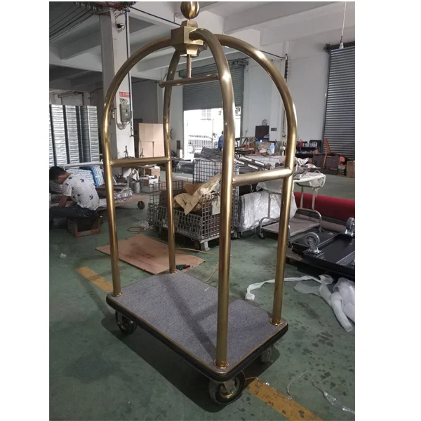 Golden grey carpet hotel luggage cart
