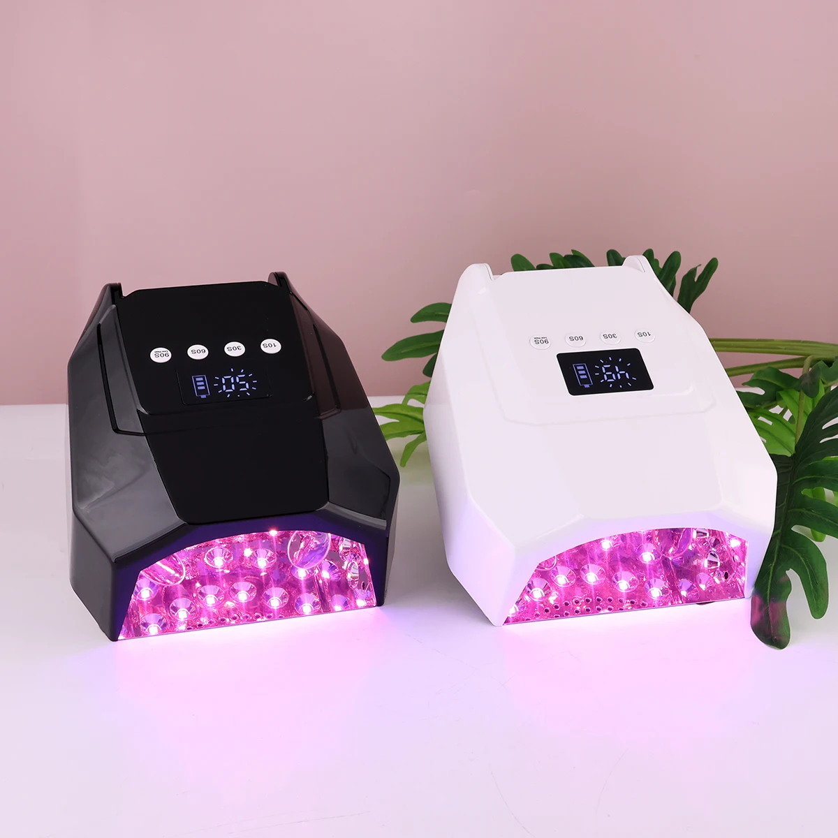 プロの充電式コードレスランプ,UV LEDネイルドライヤー,ジェルポリッシュ硬化用,強力なピンクのライトマシン,98W