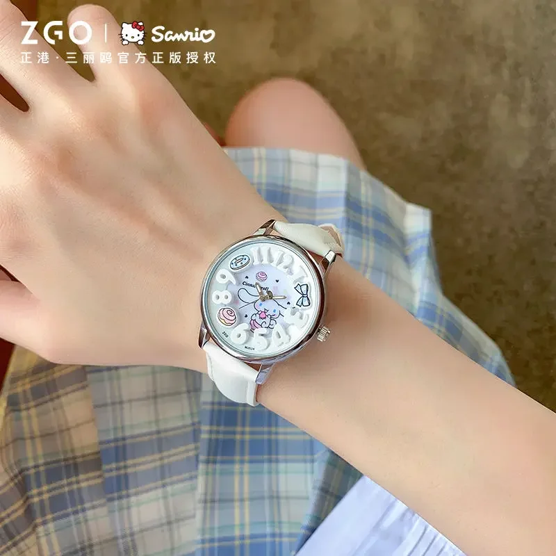 ZGO Sanrio Cinnamoroll reloj para niñas, relojes electrónicos luminosos Ins para estudiantes, regalos de cumpleaños