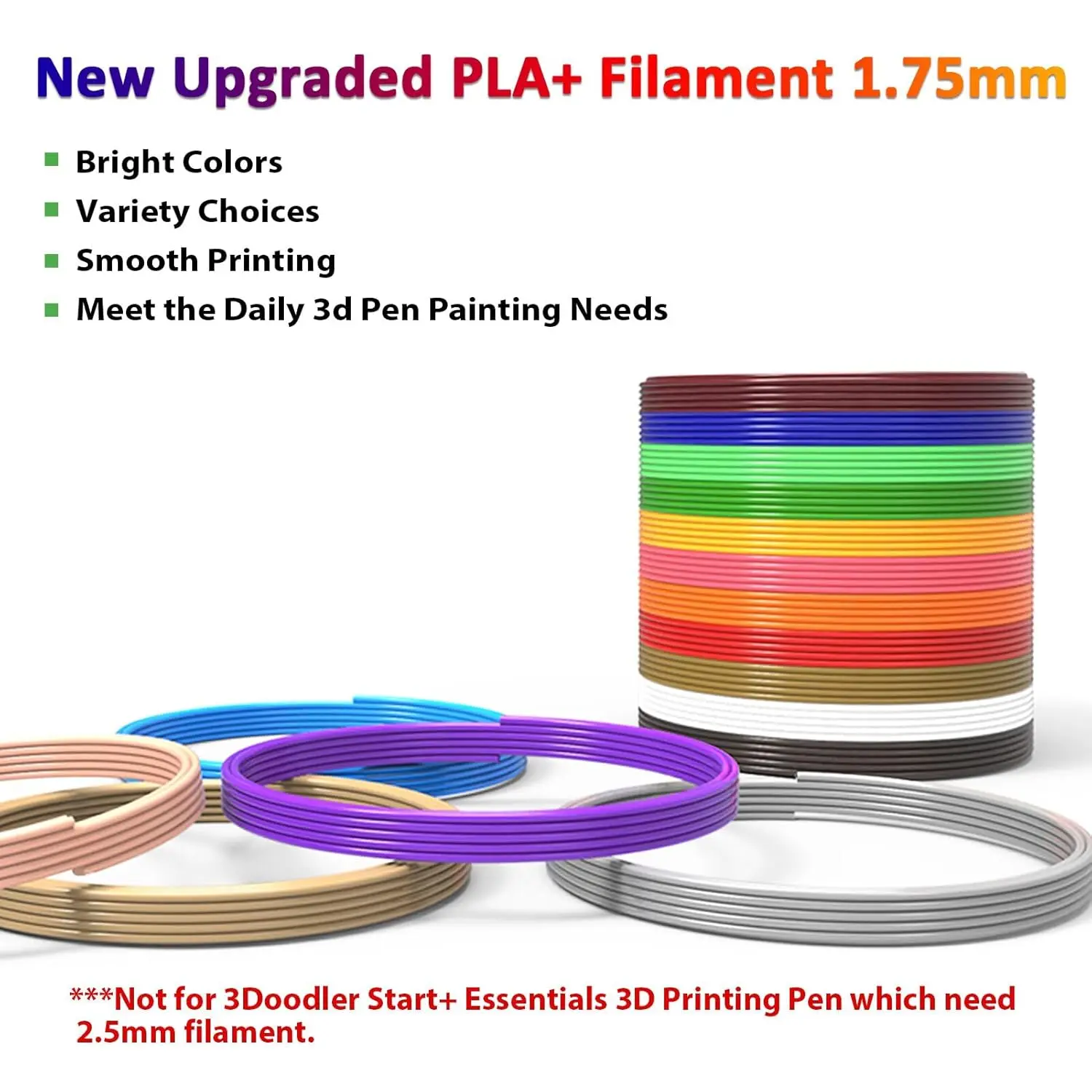 16 Colors 320ft PLA 3D Pen Filament Refills, 1.75mm, Kids Safe, 16 Colors 20 Feet Each Color - For SCRIB3D P1 and MYNT3D Pens