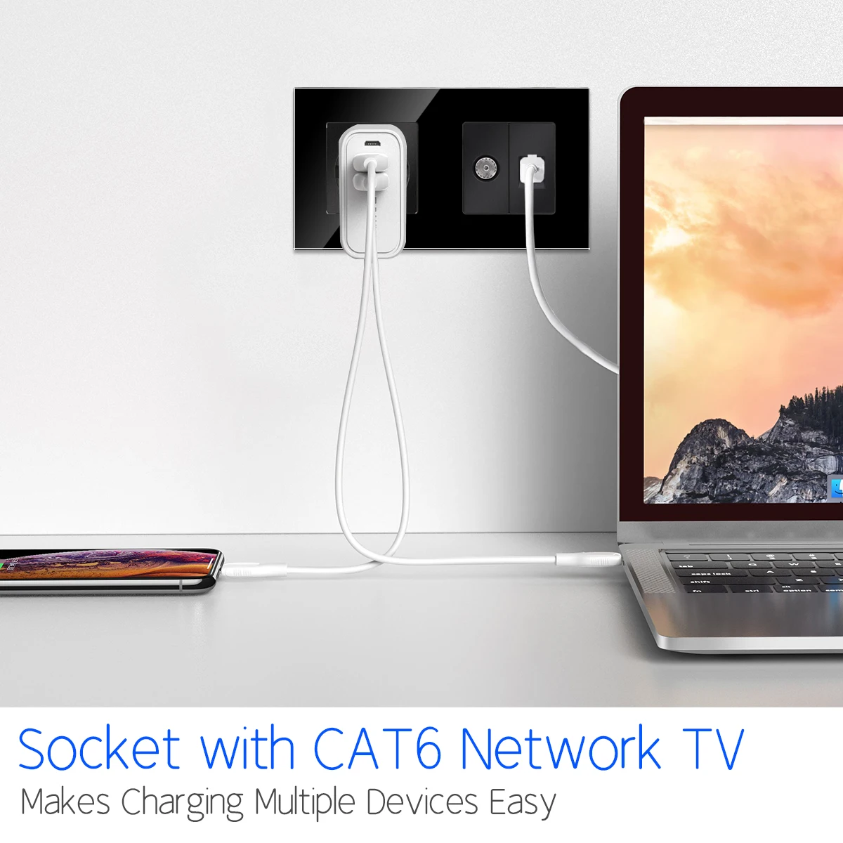 DAJIMEI EU Russland Standard Double Triple Wand Stecker TV Computer Internet RJ45 und Buchse Kristall Glas Panel für Heimwerker