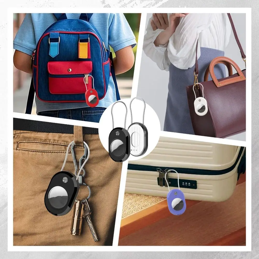 Hard Plastic Tracker Holder Cover Anti-Loss with Wire Cable Protective Case Waterproof Multi-Layer Locator Protector for AirTag