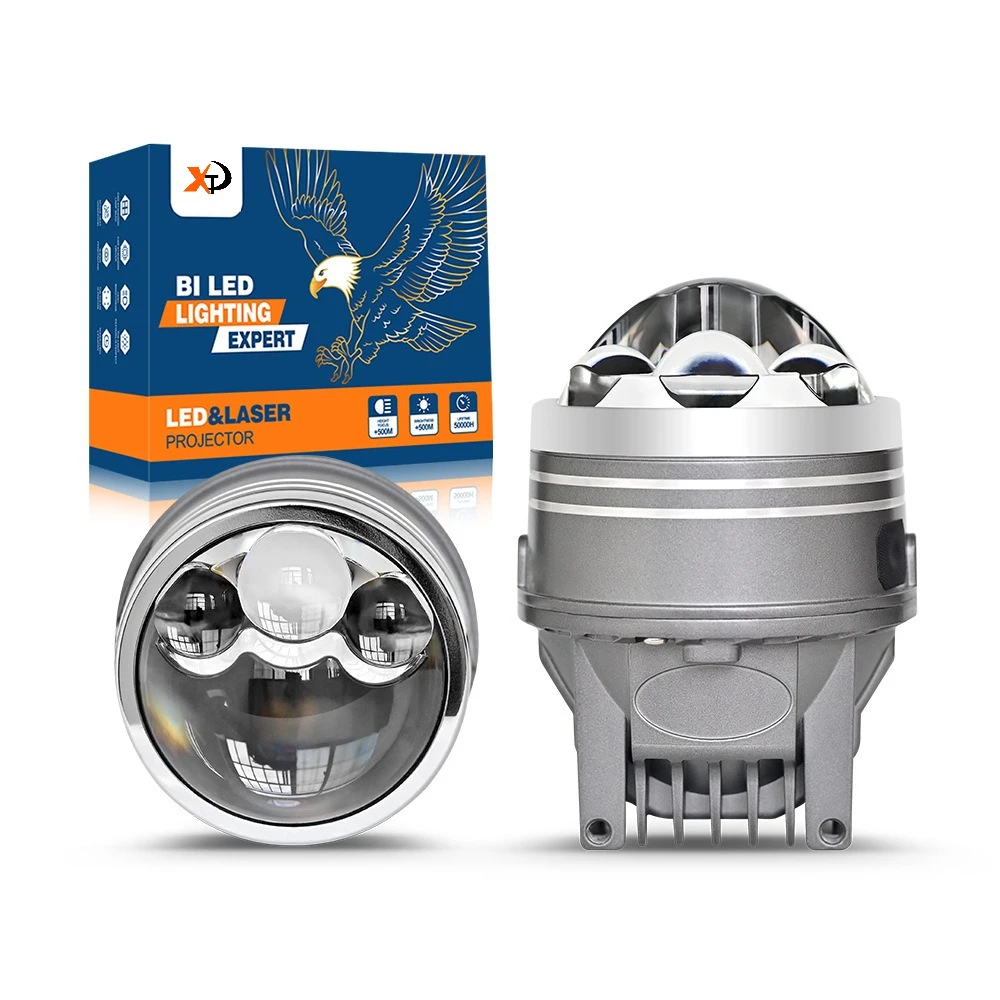 

New 360W 3 Inch Bi LED Projector Fog Light with Halo Ring, Laser Dual Beam Waterproof LED Lamp for Car and Motorcycle Upgrade