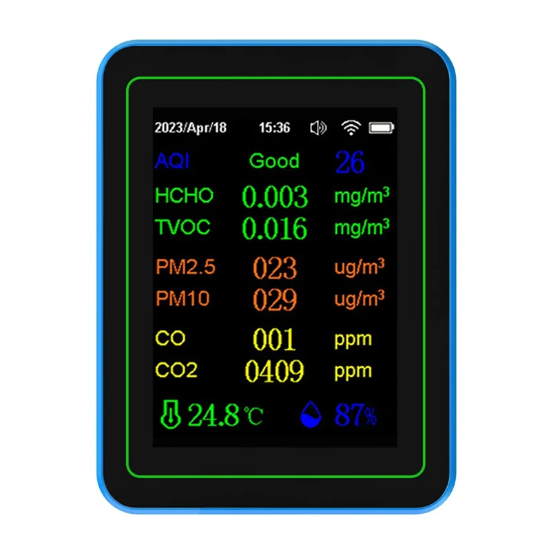 

Tuya Wi-Fi 12 в 1, монитор качества воздуха, многофункциональный PM2,5 AQI PM1O HCHO TVOC CO2, экран воздуха