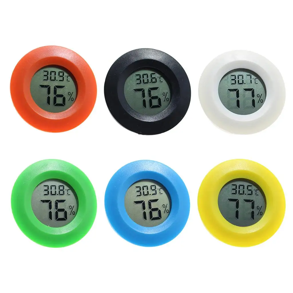 Round Room Digital Thermometer Humidity Hygrometer for Reptile Lizards Tank