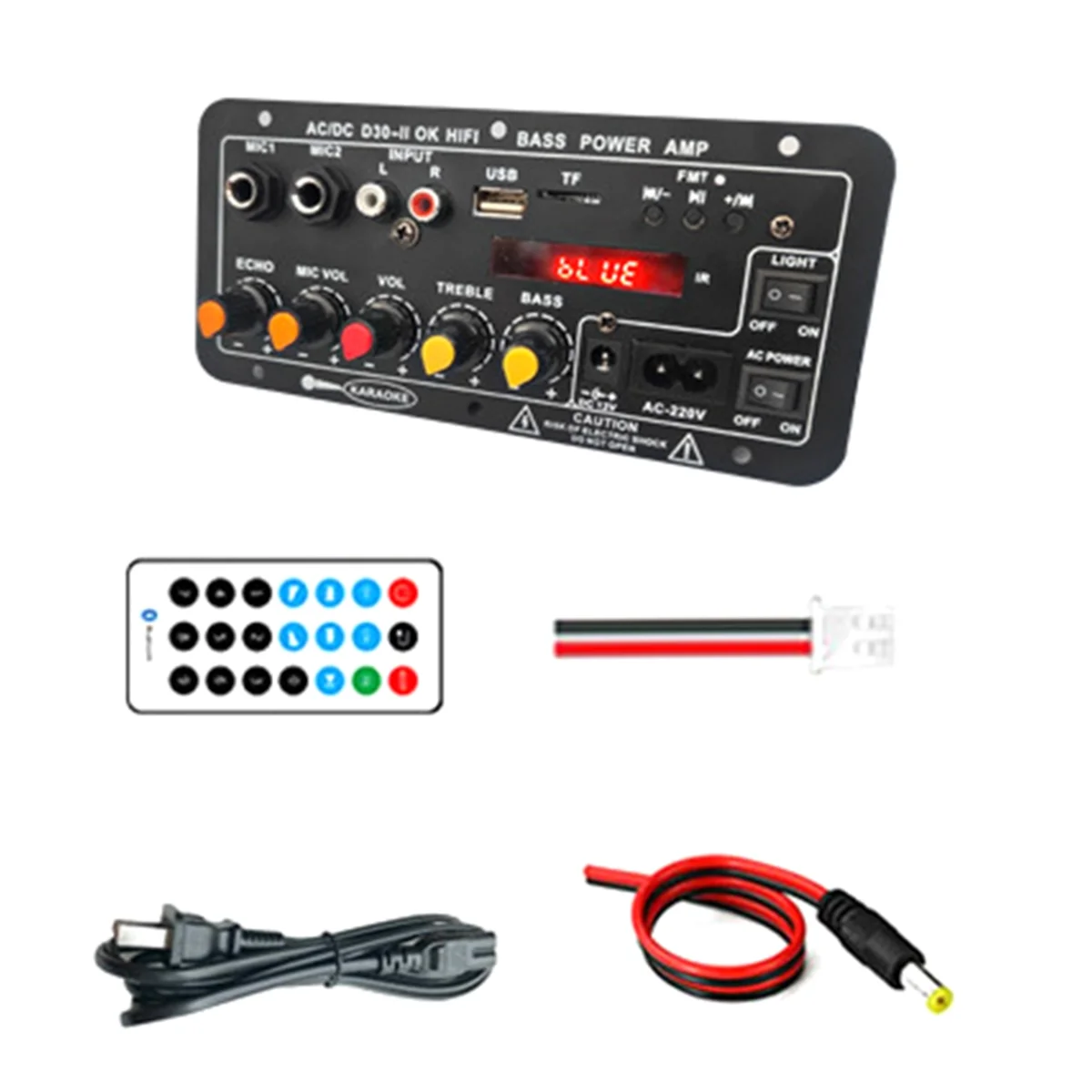 12 В цифровой Bluetooth усилитель плата сабвуфер двойной микрофон караоке усилитель динамик домашний кинотеатр американская вилка