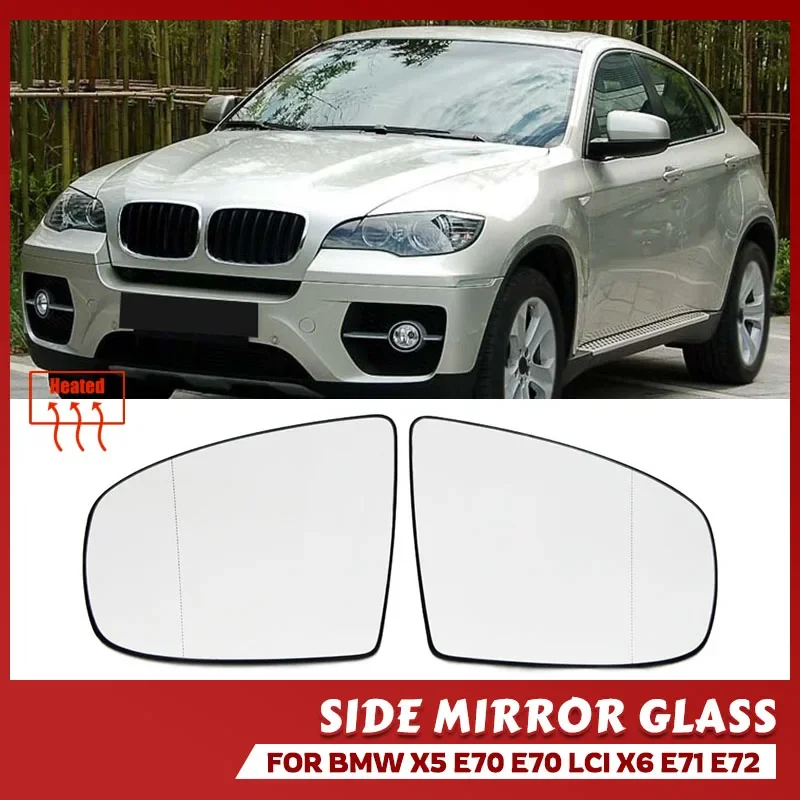 For BMW X5 X6 E71 E72 E70 E70 LCI 2007-2013 Wide angle Heated Car Rearview Mirror Glass 51167174981
