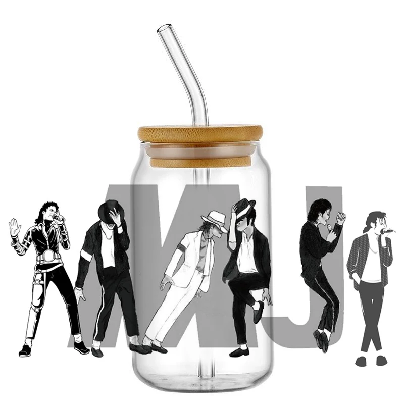 popular Pop strar series UV DTF Wraps Dancer Silhouette Stickers for 16oz Glass Cans Waterproof DIY Transfer Decals home decor