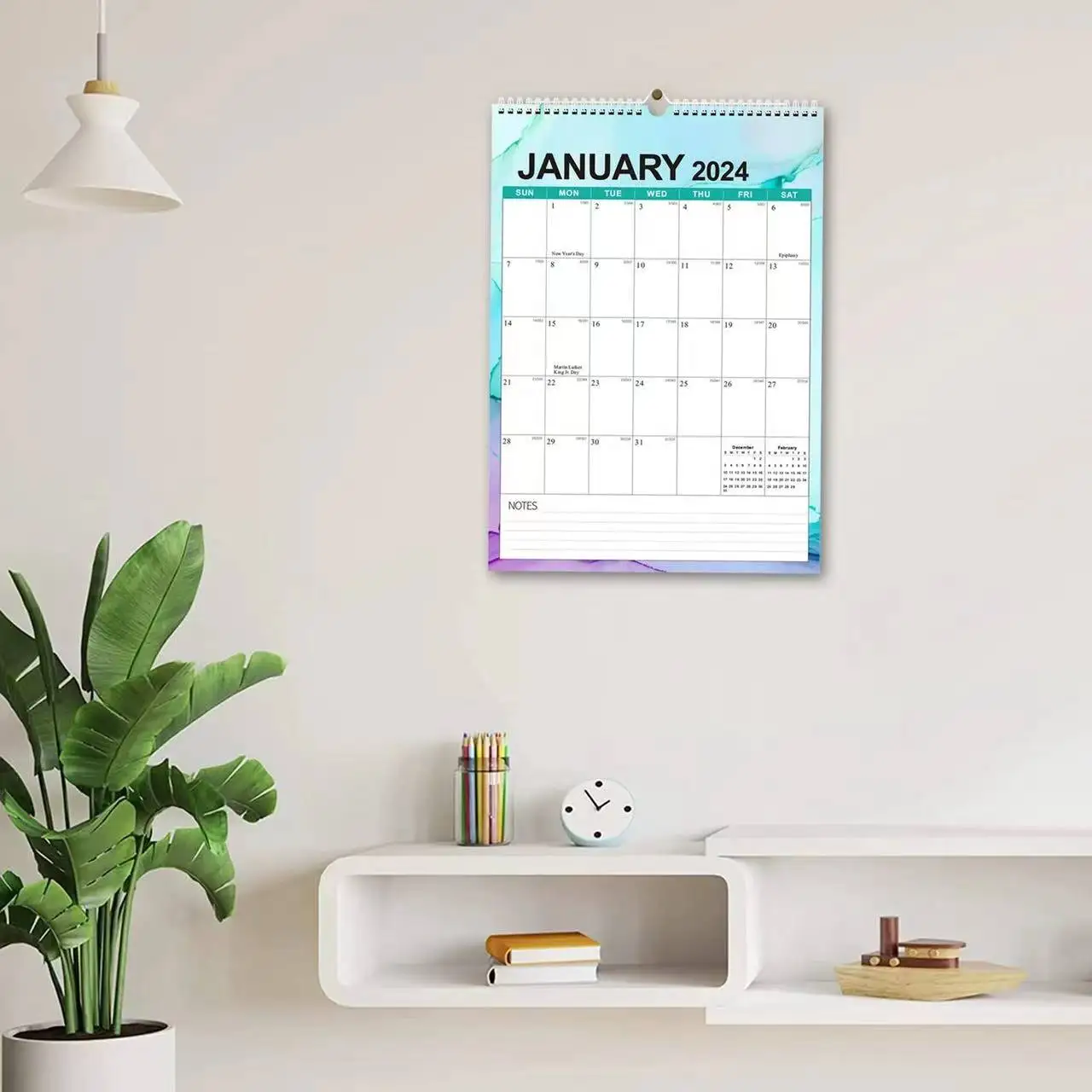 Large Wall Calendar Year 2024-2025 Large Daily Blocks Month Display Vertical Calendar for Daily Planner Hanging Office Calendar