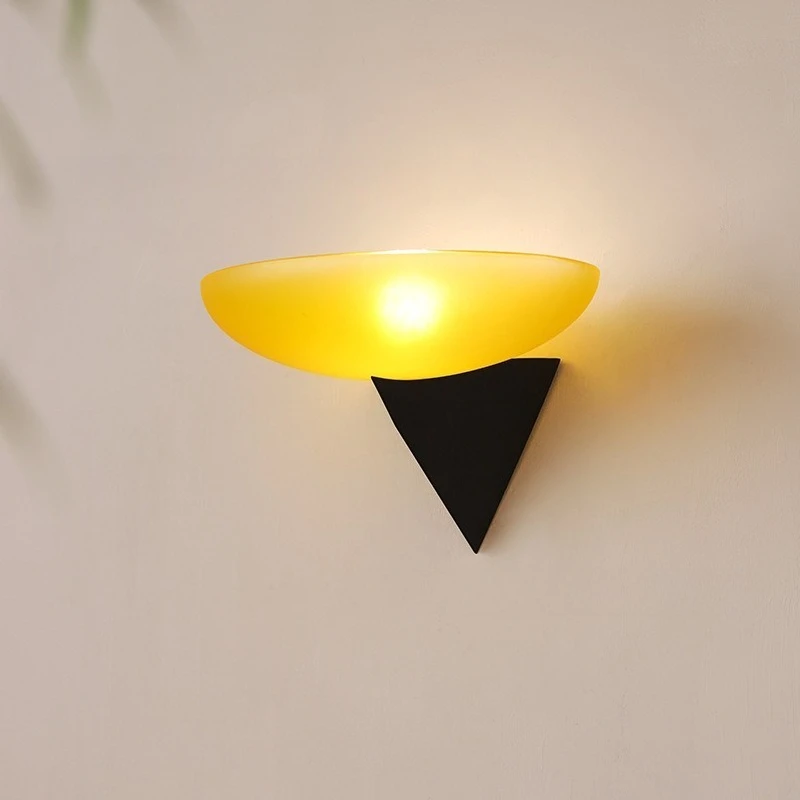 Nordic Black Taper Wrought Iron Wall Lamps LED Lights Rotundity Glass Lampshade Living Room Bedroom Restaurant Corridor Sconces