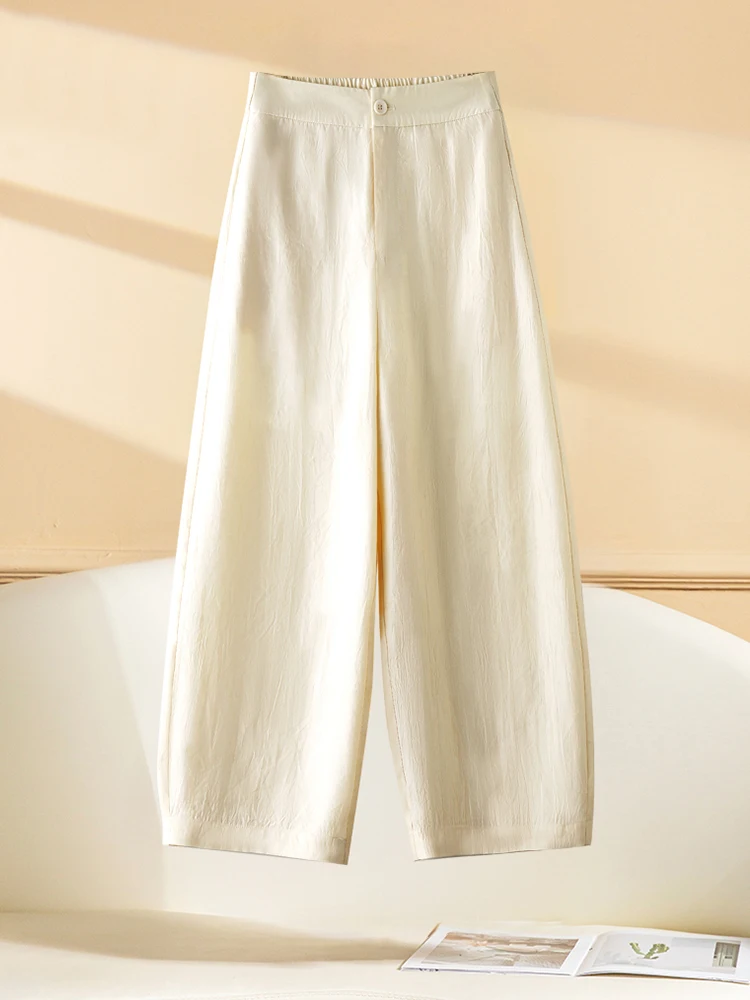 패셔너블 캐주얼 팬츠 여성용 여름 2025 신상 슬림핏 루즈핏 와이드 레그 팬츠 피부 커버