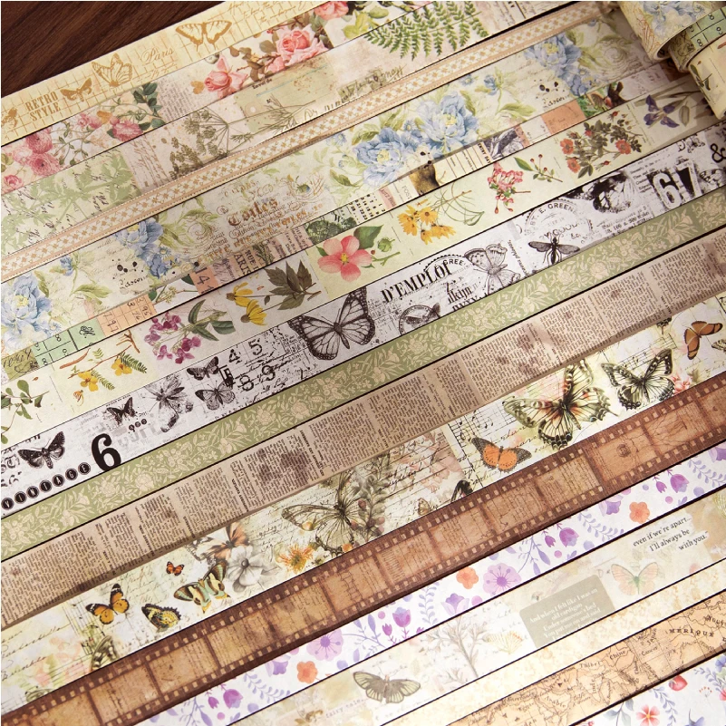 Journal GO 3x200cm 20rolls Vintage Collage Junk Journal Scrapbooking diy Washi Tape Card Planner Decor Masking Tape