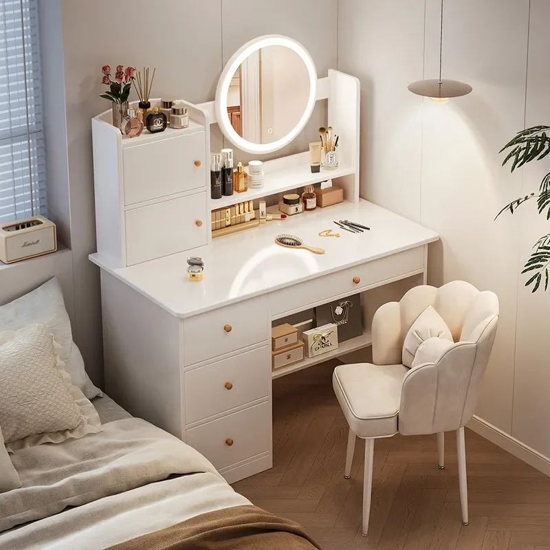 for Dresser Bedroom Simple Modern 2024 New Light Luxury Master Bedroom Small Apartment Makeup Table with Mirror and Storage
