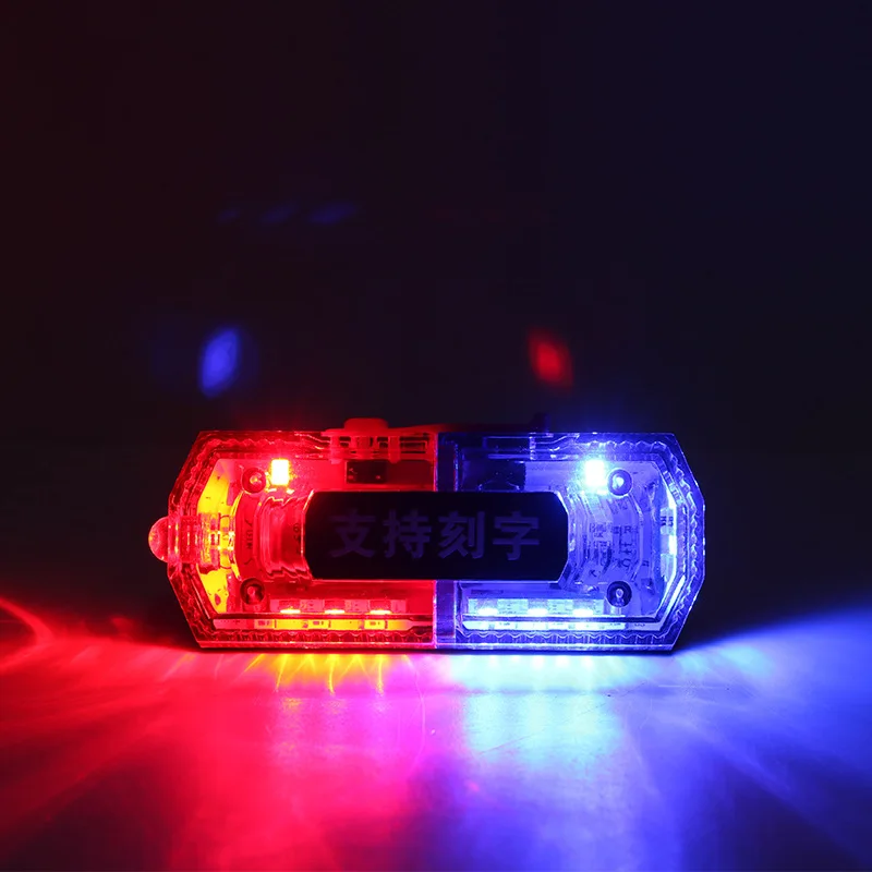 LED Red and Blue Multifunction Flashing Warning Light Waterproof Traffic Safety Shoulder Light Manual Control Built-in Battery
