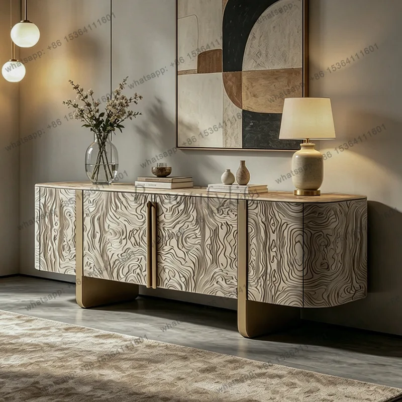 Hot Italian light luxury dining side cabinet high sense living room storage locker modern tree tumor wood decorative porch