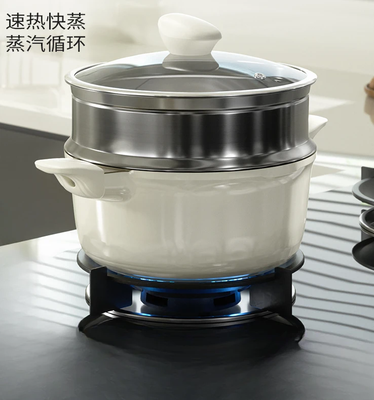 Uncoated Titanium Steamer Household Multi-layer Steamed Fish Pot Steamed Bun Steamed Stew Stew Noodle Pot Cuiseur Vapeur