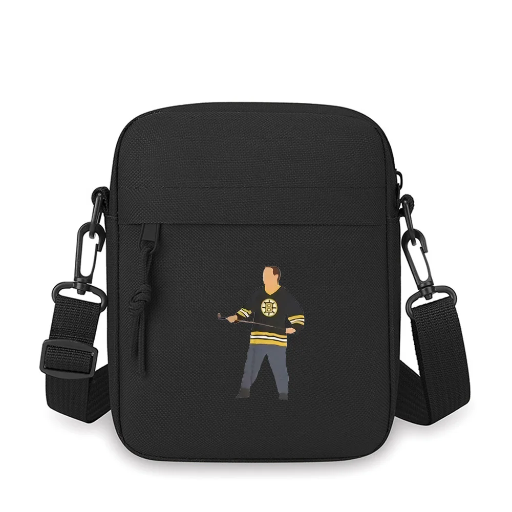 

Bruins Hockey Jersey Player Holding Stick Men Crossbody Bag Single Shoulder Women Cartoon Anime Film Printing Design Unisex