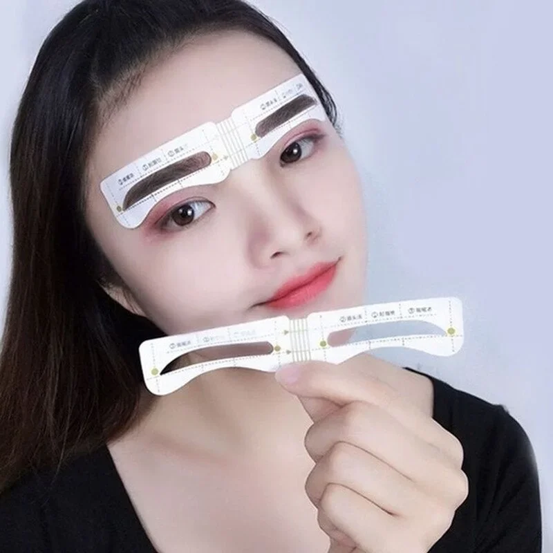 24 Sheets Lazy Quick Eyebrow Stickers Card Template Aids Guide Tattoos Makeup Tools Adjustable