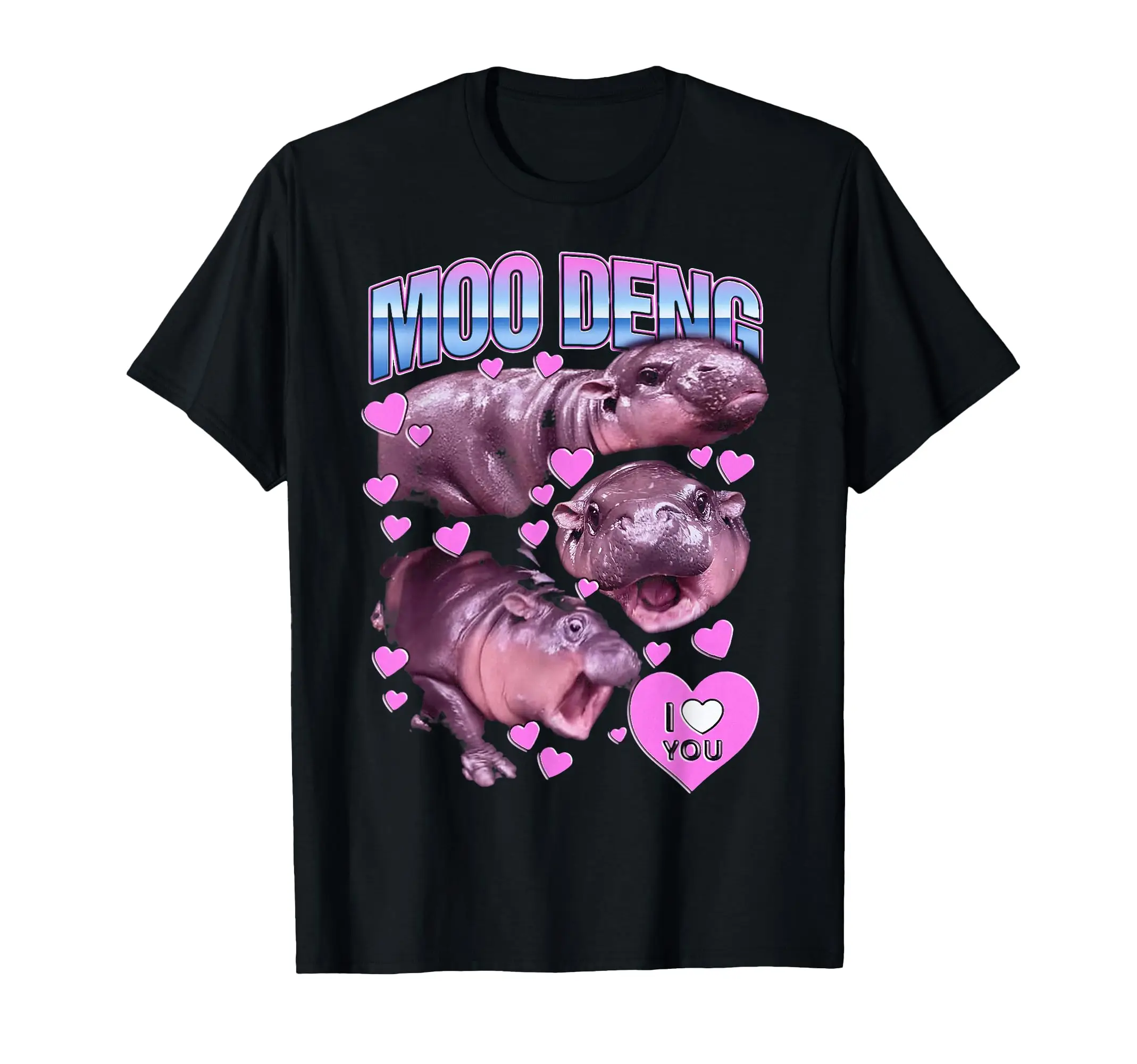 Moo-Deng Hippo The Famous Baby Pigmy Moodeng T-Shirt Classic Logo T Shirt and Stickers, Unisex Adult T Shirt Collection