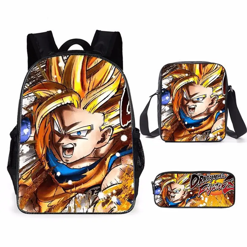 New Cartoon Dragon Ball Backpack Student Bag Satchel Shoulder Bag Pen Bag Three-Piece Back-To-School Gift For Children Surprise