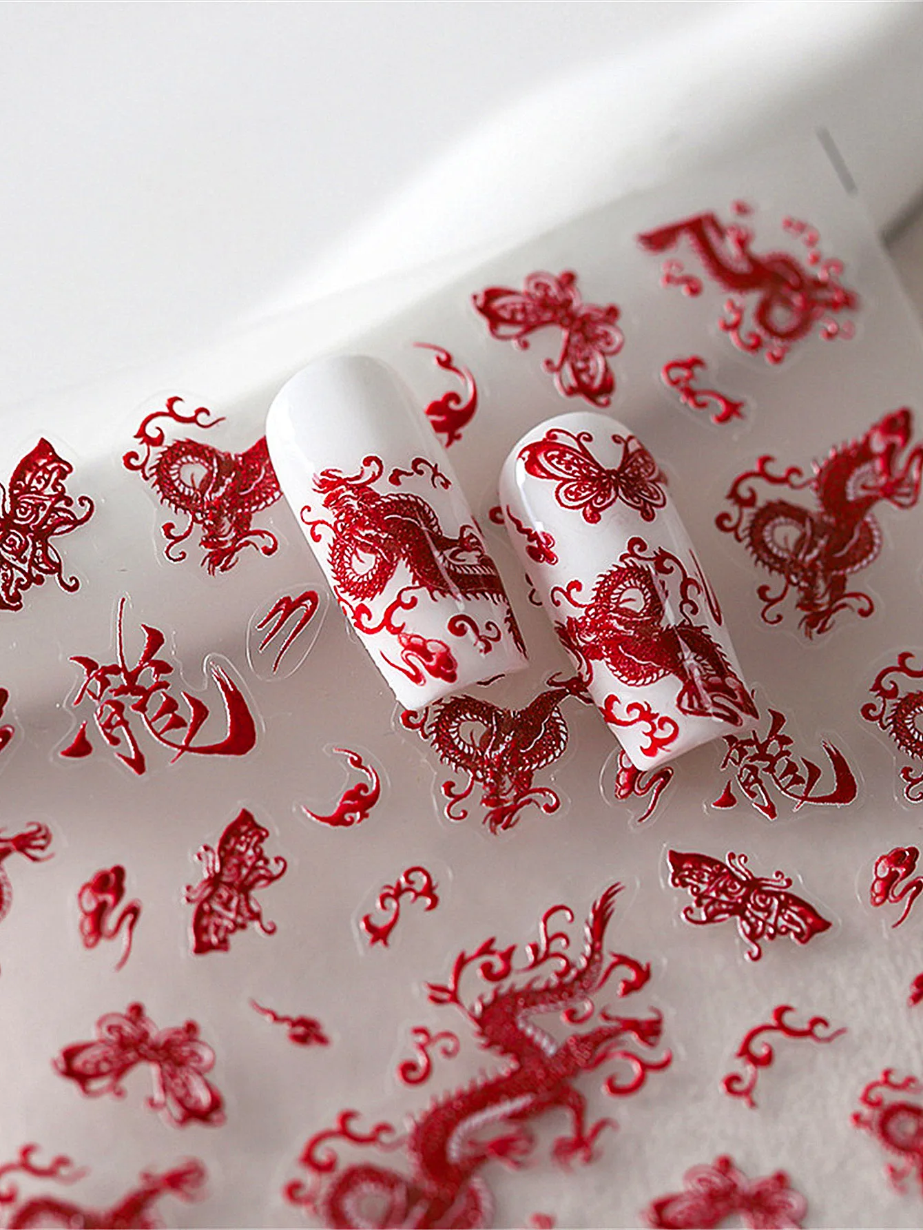 1pcs 5D Noble Chinese Dragon Nail Sticker Ancient Totem  New Year Embossed  Self Adhesive Nail Art Sticker Manicures