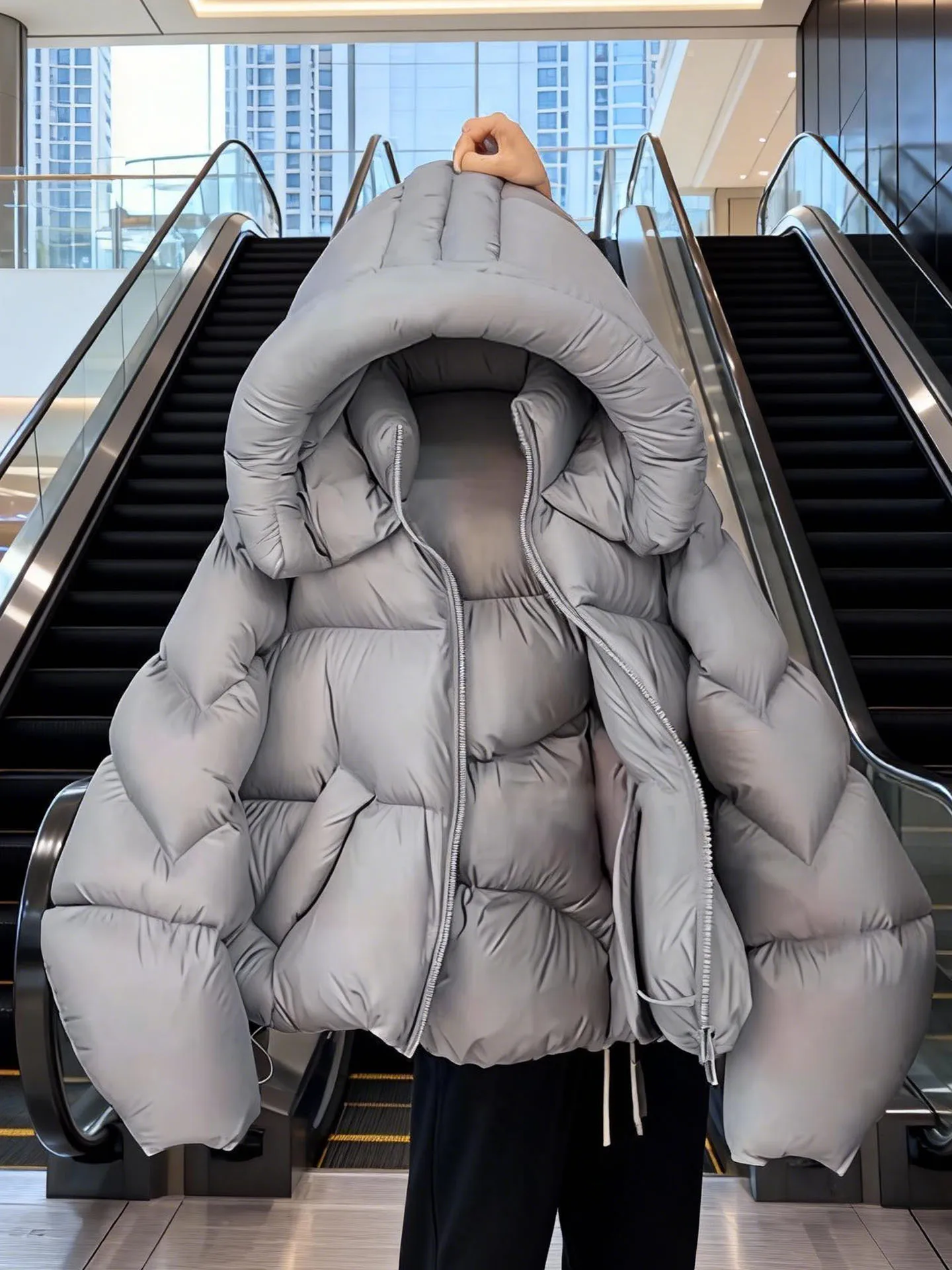 

Unique Super Cute Hooded ey ort Puffer Jaet Women Winter 2025 New Korean Sle Bread Coat Thi Outerwear