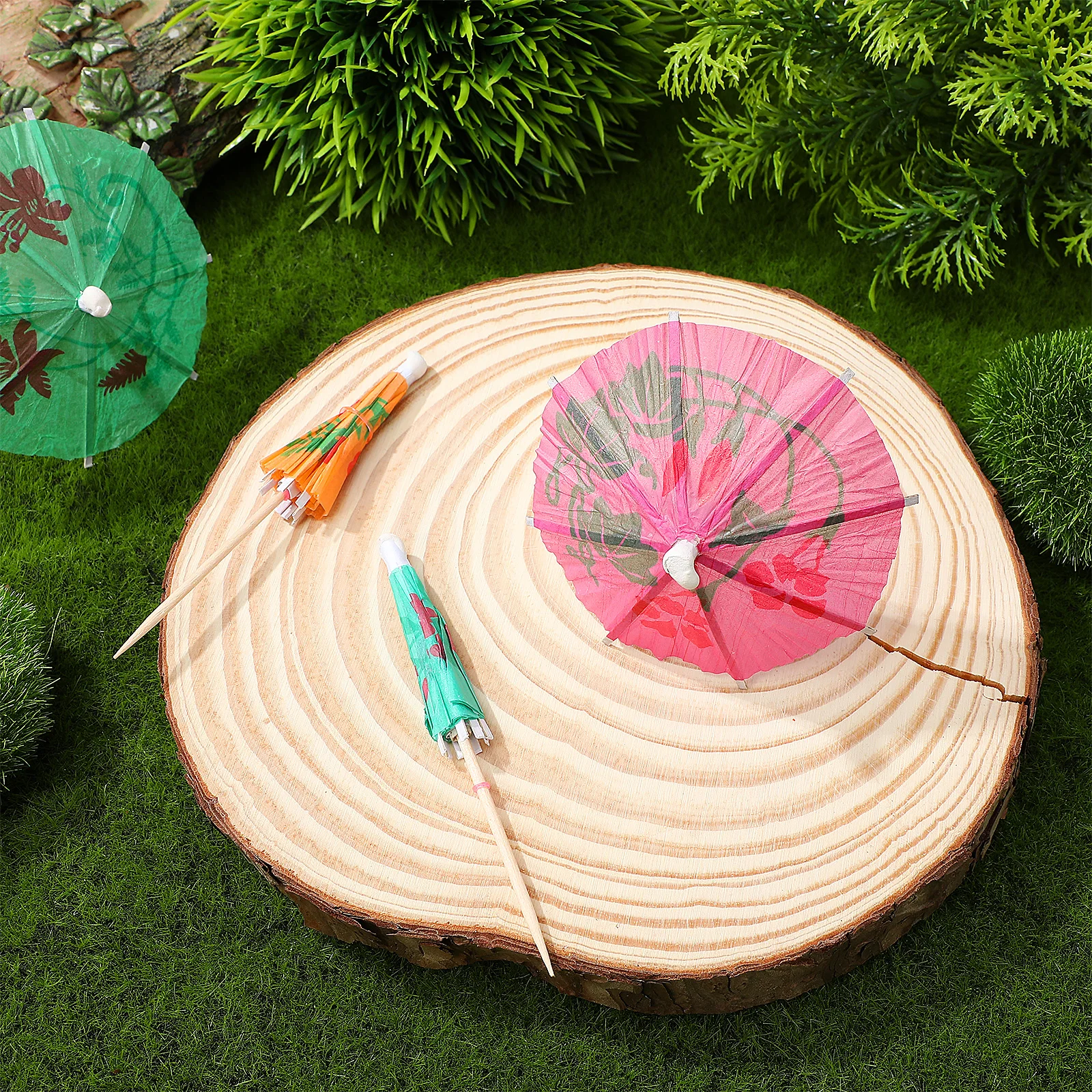 80 قطعة من أعواد الكوكتيل الرائعة من ورق الخيزران الملون للمشروبات المظلات كعكة القبعات العالية ملحقات الحفلات أعياد ميلاد هاواي