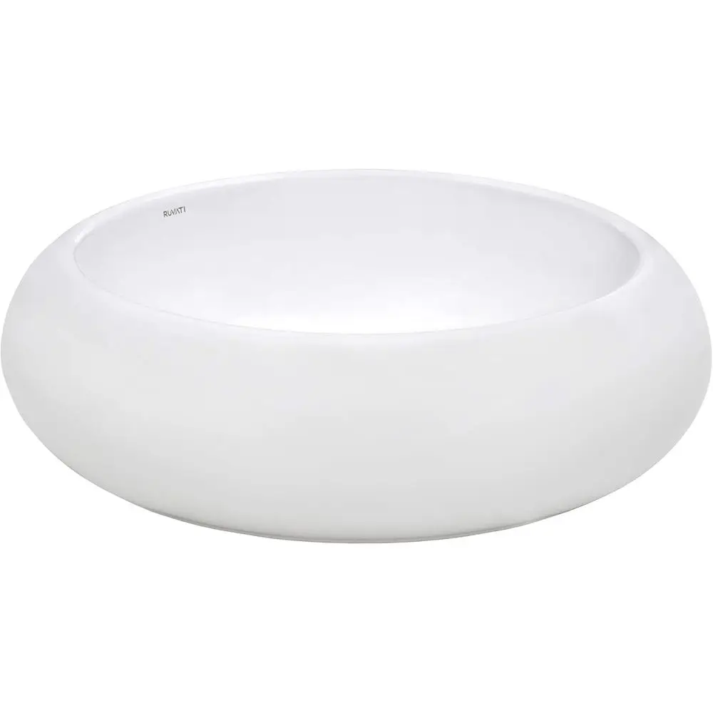 

18-дюймовая круглая белая фарфоровая раковина для ванной комнаты, устанавливаемая на столешницу, Ceic - RVB0318 - Маленькая раковина для ванной или ванной комнаты
