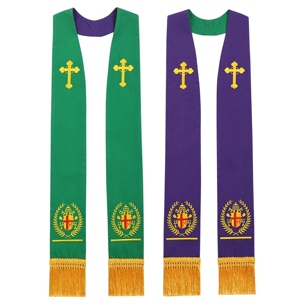 Priest Stole Clergy Reversible Embroidery Church Vestments Chasuble Costume