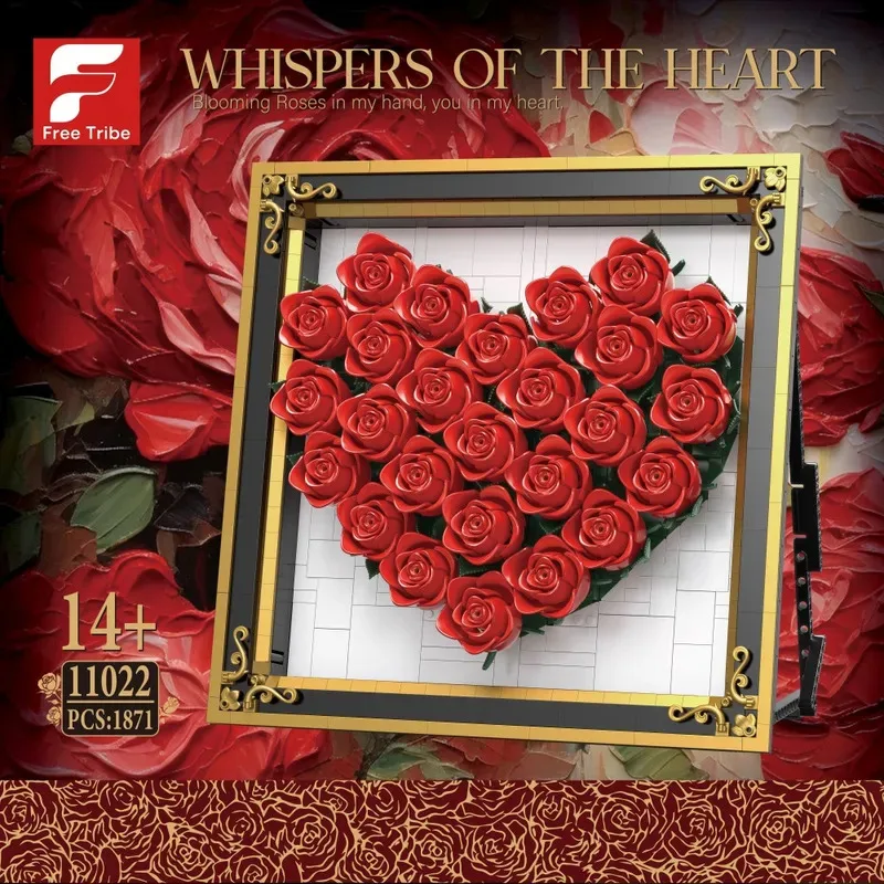 

Набор для сборки 1871 деталь: Роза в форме сердца, модель из кирпичиков, фоторамка, настольное украшение, детская игрушка, романтический подарок на праздник