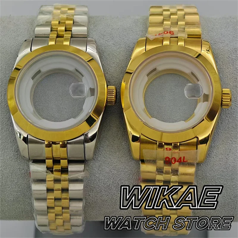31mm Women's Watch CaseTwo tone Gold Rose Gold Case Polished Sloping Bezel Sapphire Glass Waterproof Fit NH05 Movement WatchPart