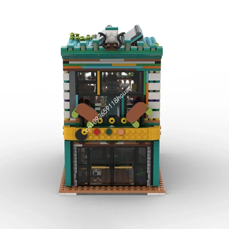 MOC Benutzerdefinierte Modulare Gebäude Stadt Arcade Street View Modell Baustein Diy Kreative Montage Bildungs Ziegel Kind präsentieren