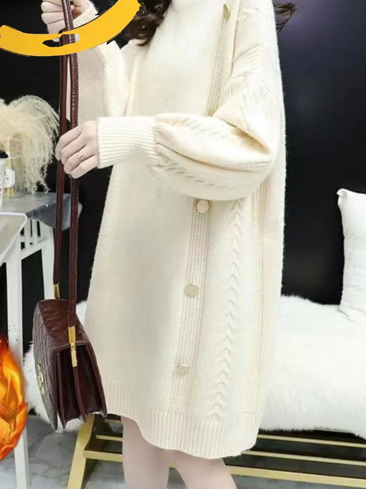 

Женское трикотажное пальто средней длины с флисовой подкладкой, новое, для ношения под одеждой, базовое, в комплекте с пальто, для осени и зимы, для повседневной носки, модное