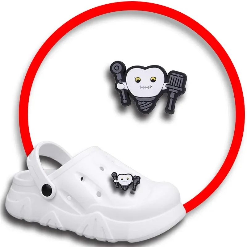 Q Edition-dijes de zapatos de dientes para Crocs, sandalias, alfileres de zuecos, decoraciones de zapatos, accesorios para hombres, insignias para niños