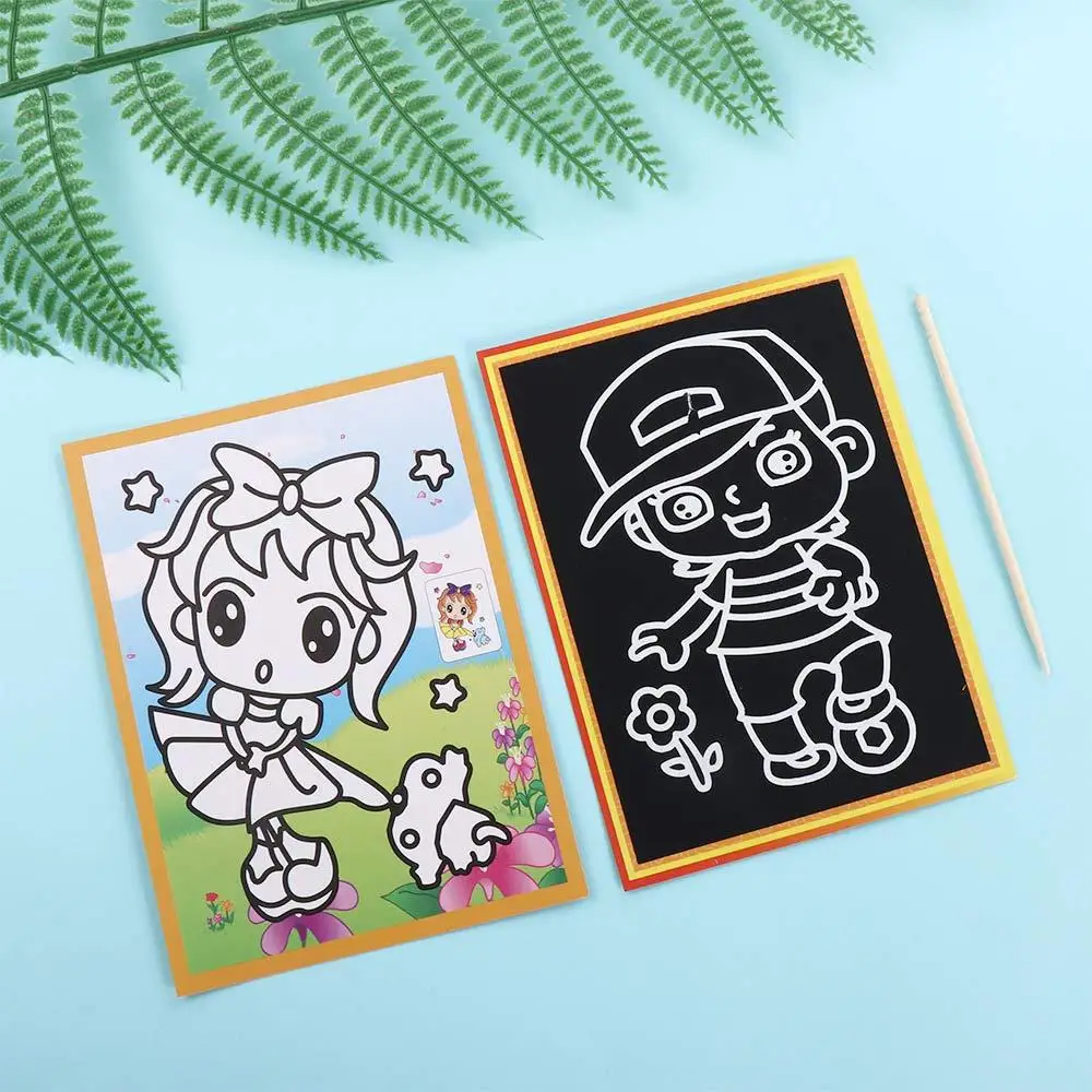Children's Toys Art Child Painting Cards Stickers Drawing Board Colored Scratch Paper Magic Doodle Board Magic Scratch