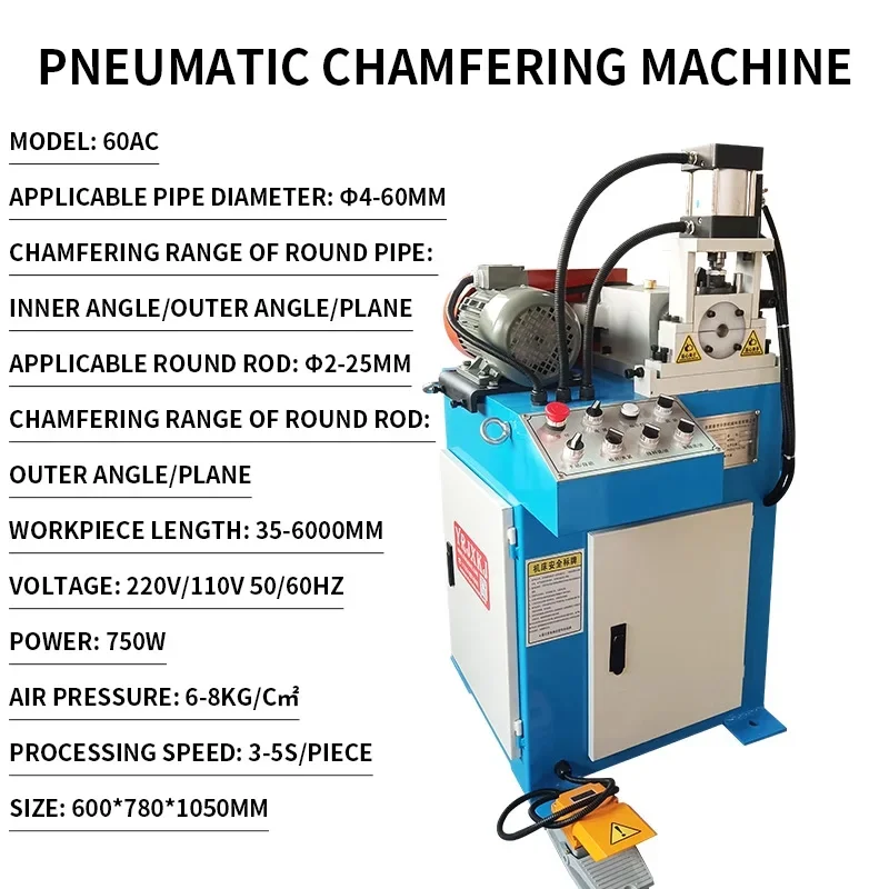 Pneumatische Anfasmaschine Vollautomatische Anfasmaschine Rundrohr-Edelstahlrohr Doppelseitiger Rundstab