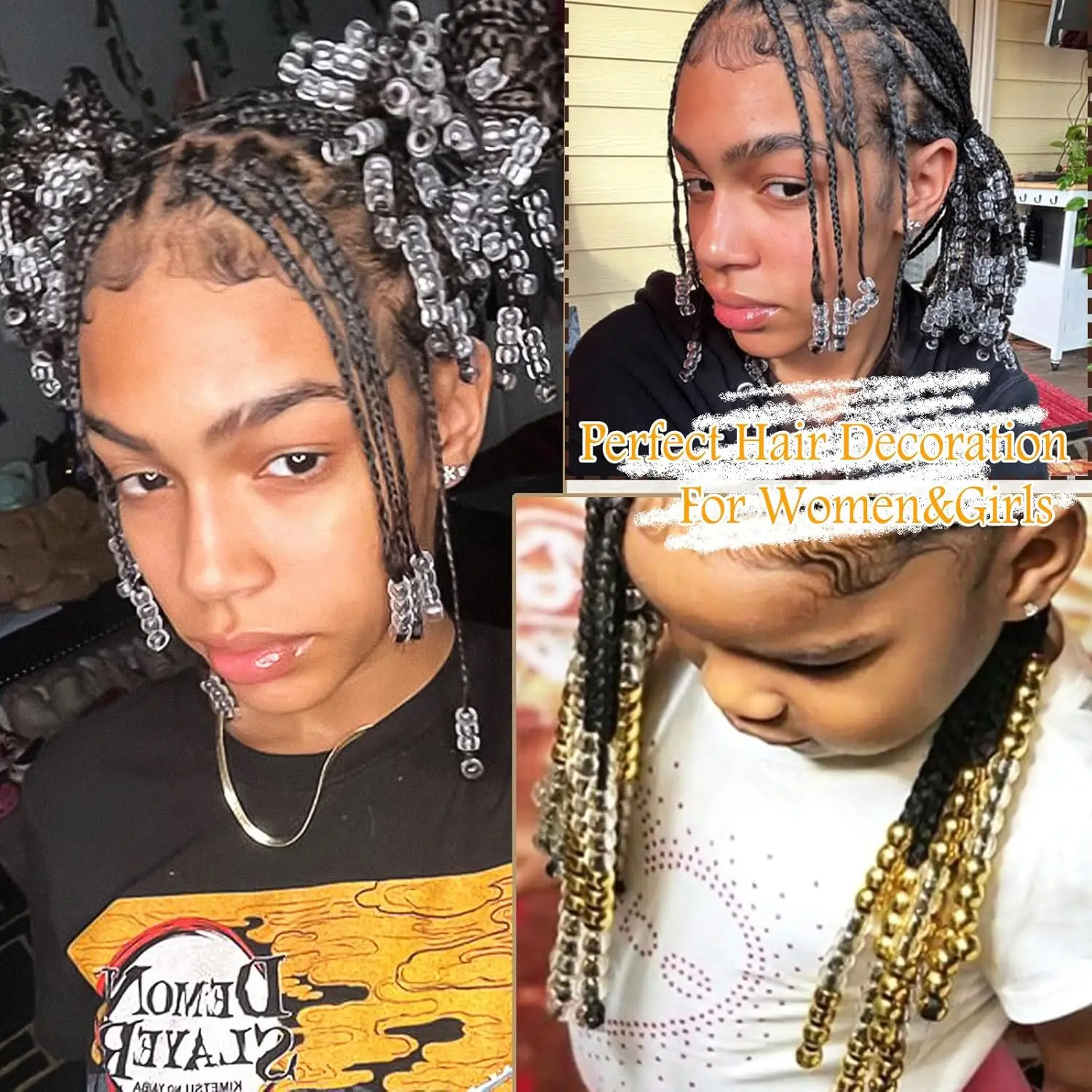 50 قطعة من خرز الشعر Loc Dreadlock مجوهرات شفافة كبيرة من الخرز الضفائر إكسسوارات تزيين الشعر للنساء طقم صنع المجوهرات