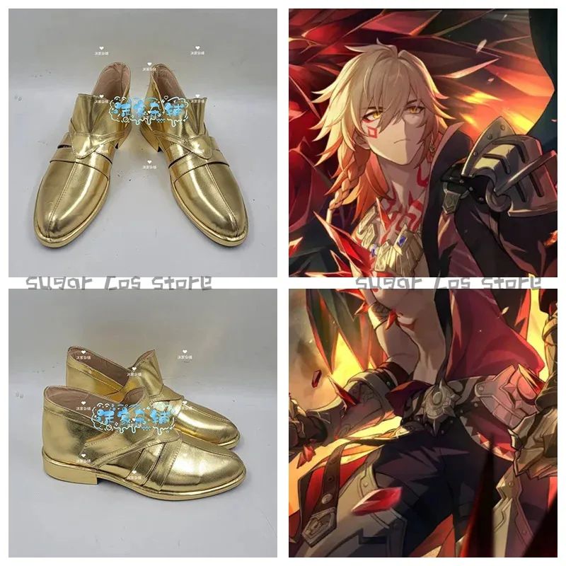 

qq28LQGame Honkai Star Rail Mydei Сапоги Желтые туфли из искусственной кожи для женщин и мужчин Хэллоуин Карнавальный костюм для косплея P