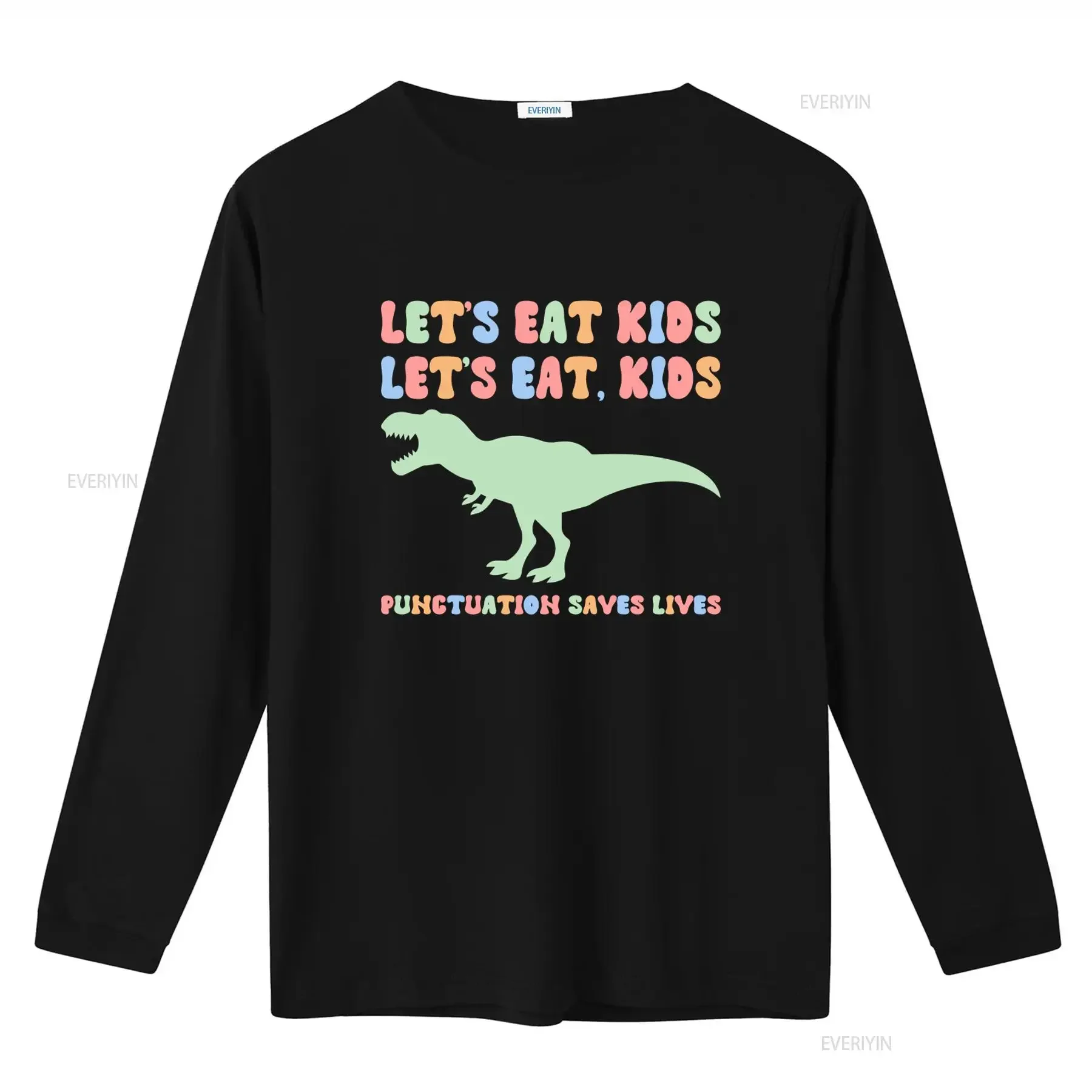 Funny T Rex Shirt Let's Eat Kids Punctuation Saves Lives Grammar Commas Back To School vintage Washed graphic designer clothes