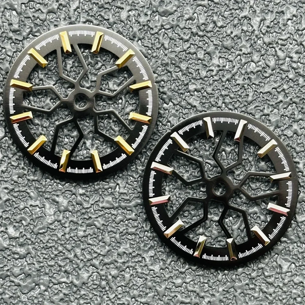 28.5MM Skeleton Watch Dial Gold Silver Nail Modified Watch Accessories for NH70 Movement Watch Faces